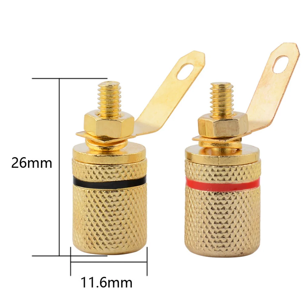 Musical Sound 4-Pack 4mm Banana Jack Binding Post Gold Plated Female Socket Plug Terminal Connector for Loudspeaker Amplifier