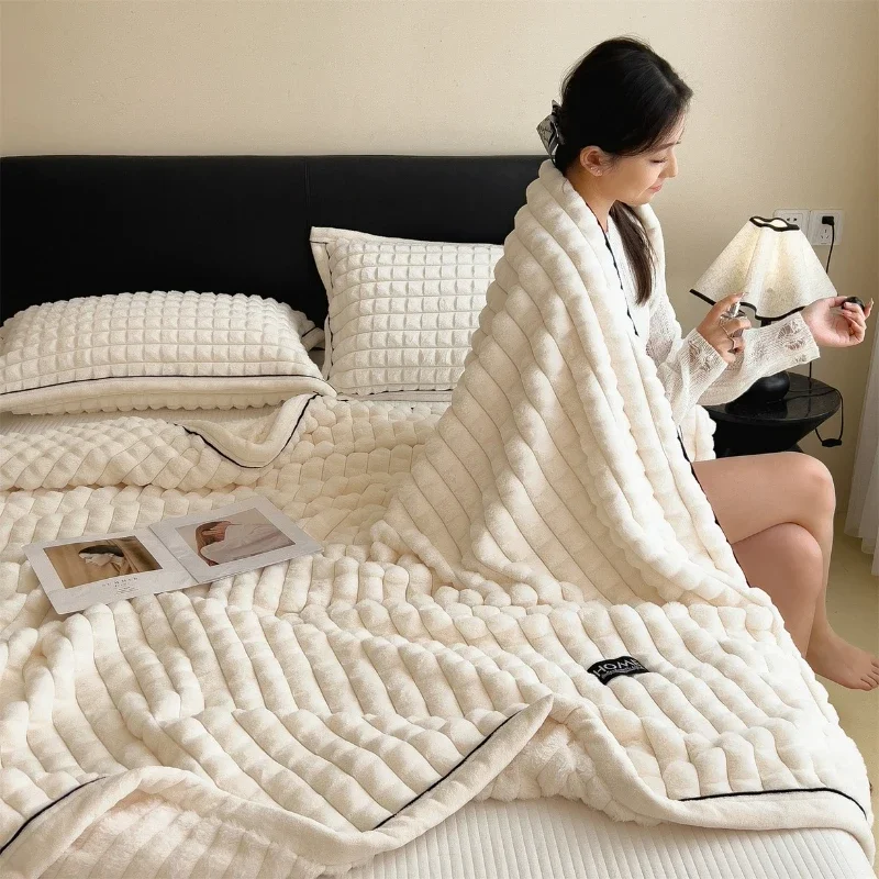 2025, A-Klasse, Kaninchenfell-Plüschdecke, multifunktionales Sofa, Wohnzimmer, warm, dekorativ, Herbst-Winter, gemütliche Überwurfdecke
