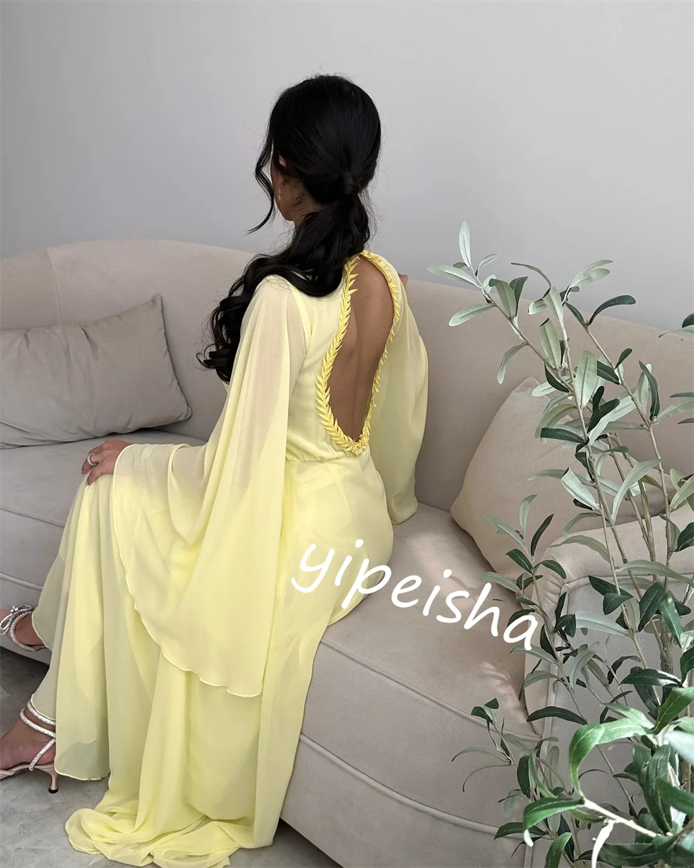 Ball Dress Evening Saudi Arabia Chiffon Ruffle Beach A-line High Collar Bespoke Occasion Gown Midi Dresses