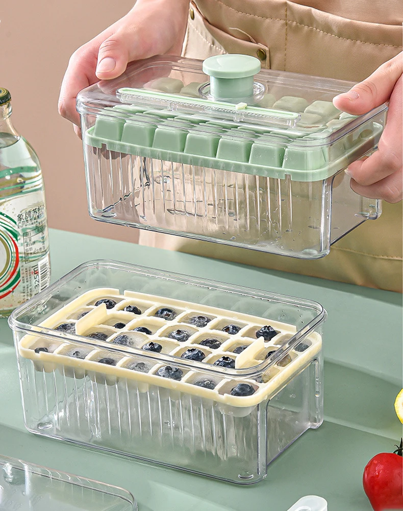 Ice Box New Creative One-button Press-type Easy Release High-color Ice Box Household Food-grade Ice Storage Mold