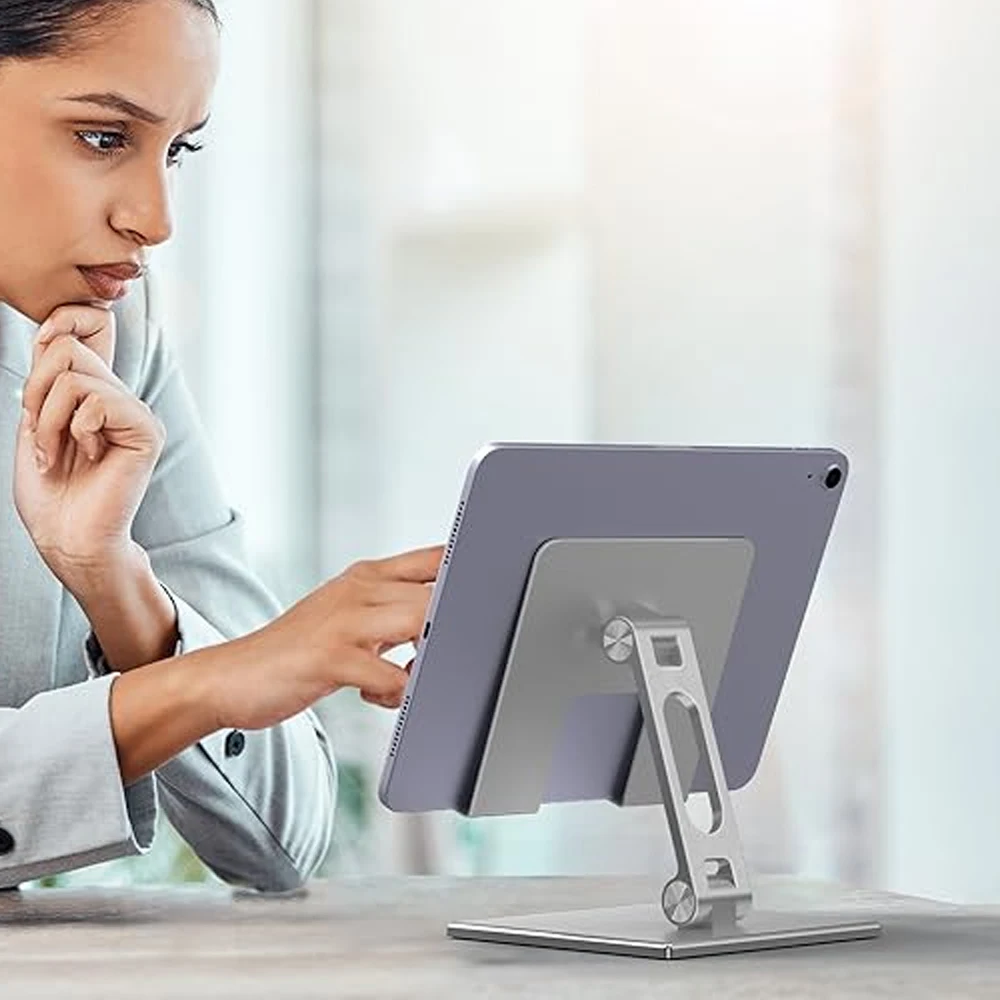 Aluminium Alloy Phone Holder Stand Mobile Smartphone Support Tablet Desk Portable Metal Cell Phone Holder for IPhone 16 IPad Pro