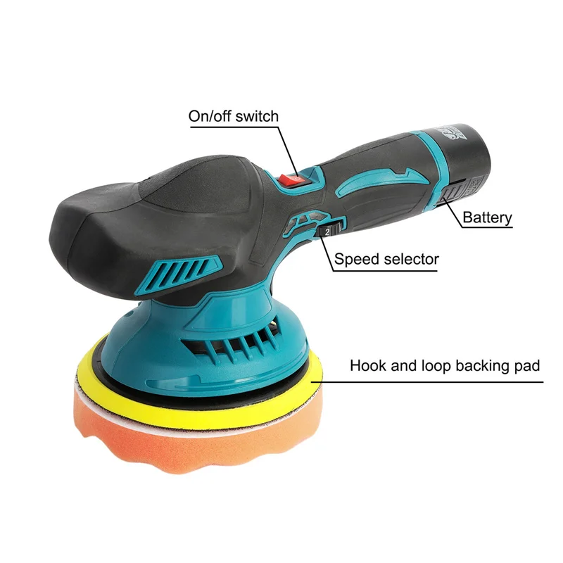 12V Cordless Car Polisher Lithium Battery 6Speed Adjustable Wireless Electric Polish Waxing Machine Car Beauty Auto Washing Tool