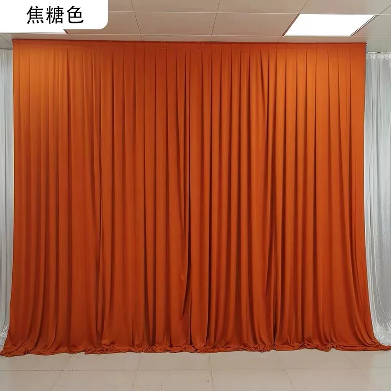 Rust Thick Milk Silk Wedding Backdrops Curtain For Stage Banquet Party Decoration Simple Curtain Drapes Background Decoration