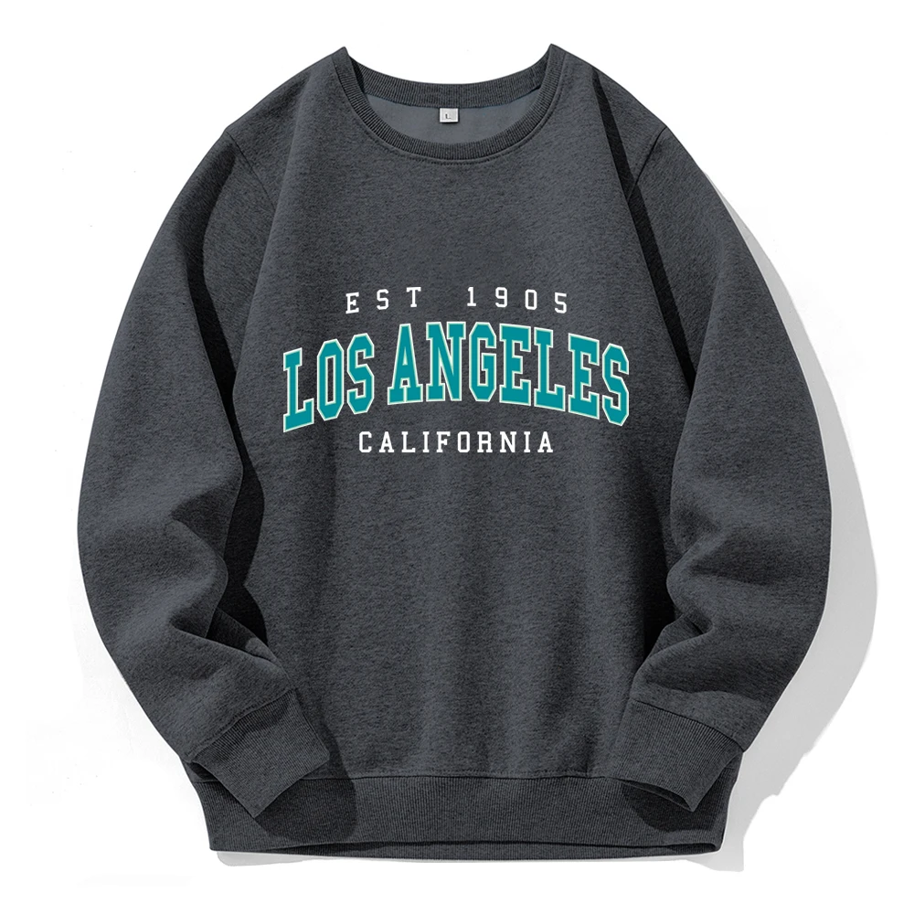 Est 1905 L0S Angeles California Letter Hoody Men Fashion Sports Hooded Basic Daily Casual Hoodie Man Loose Fleece Warm Clothes