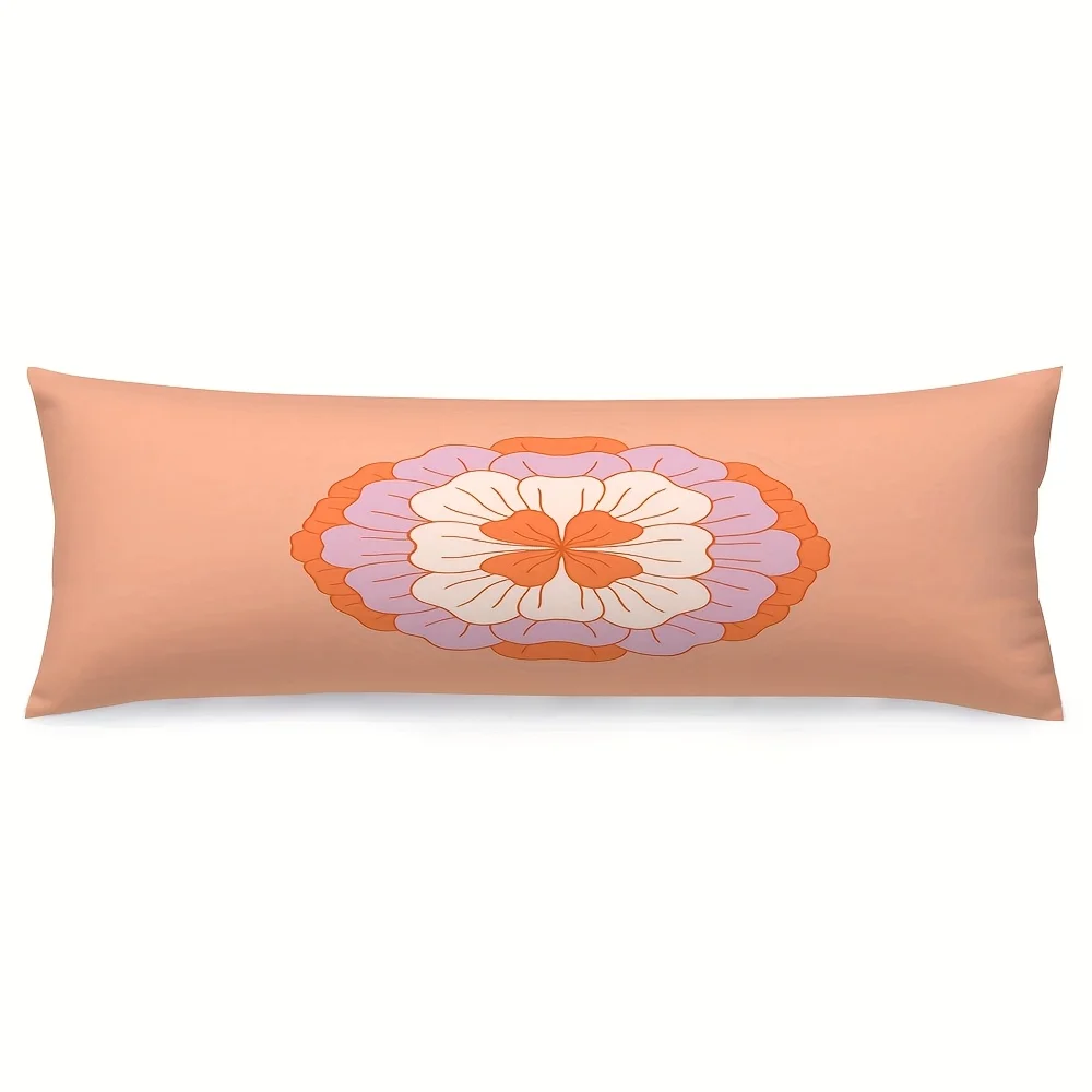 1pc Pillowcase, Pink Floral Double-Sided Printed Oversized Pillowcase, Size 50.8 X 137.16 cm, Machine Washable, Soft And Comfort