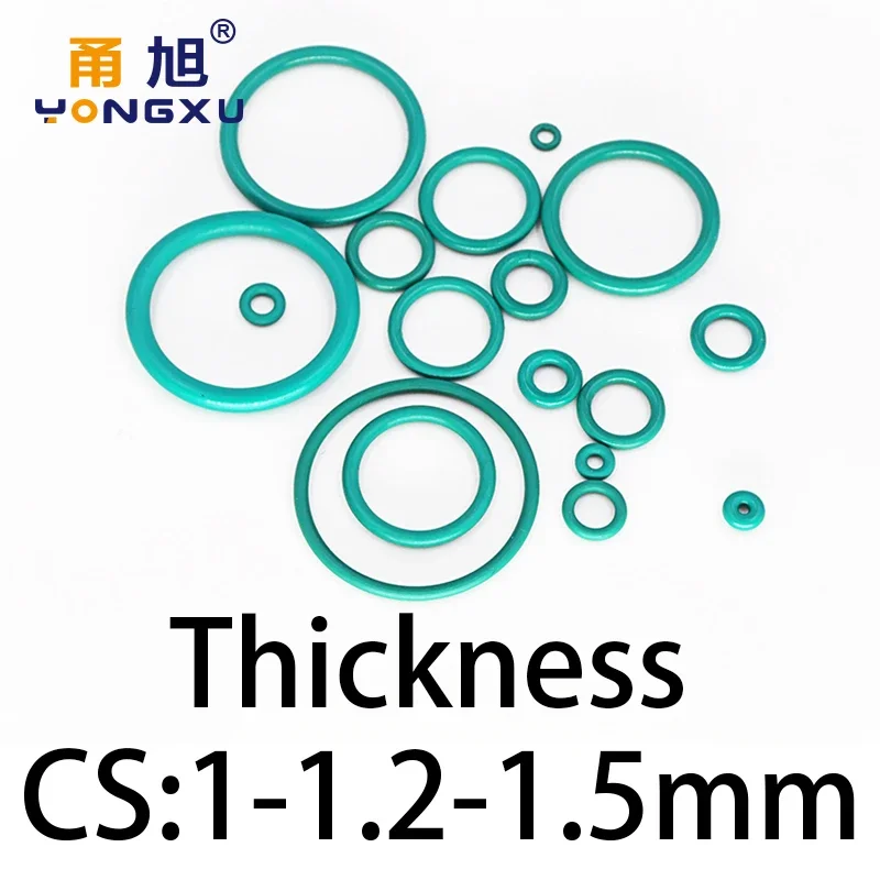 O-ring Thickness 1/1.2/1.5 mm CS Fluorinated Rubber FKM Temperature Resistant Sealing Complete Rubber Ring