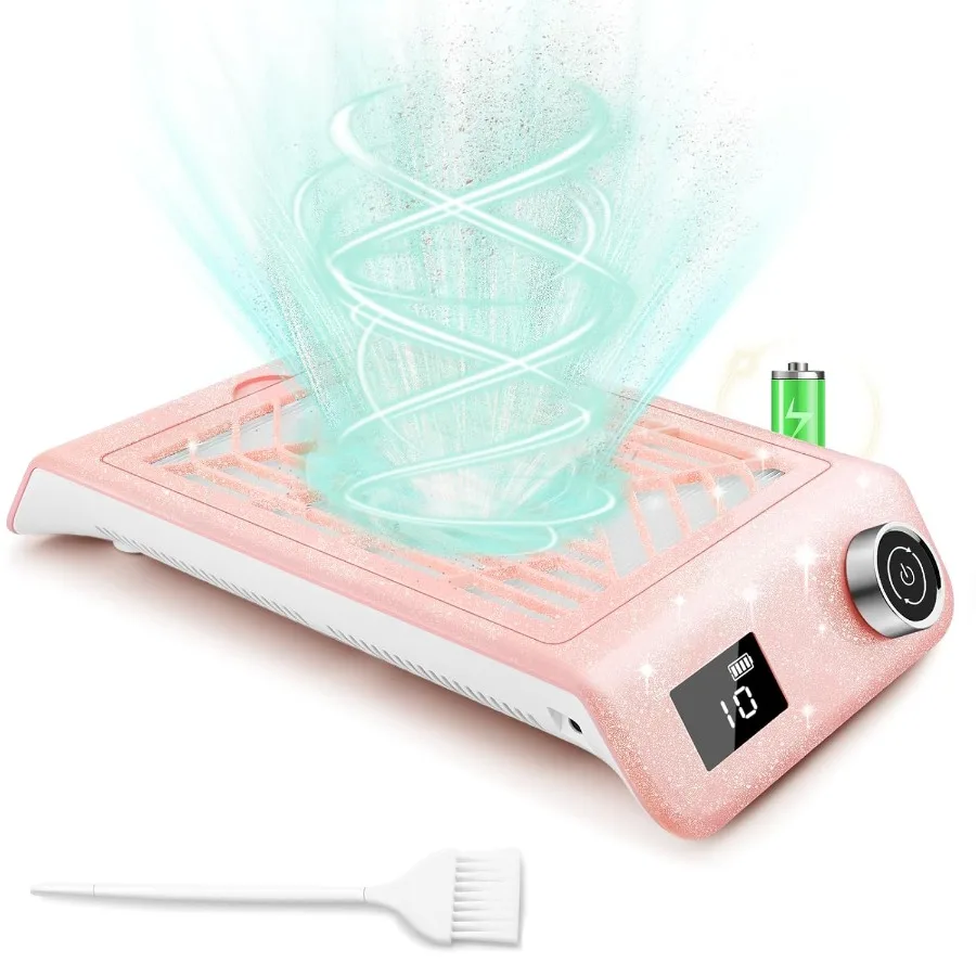 

Nail Dust Collector Rechargeable Professional 10 Speeds Nail Tech Must Haves Reusable Filter Large Vacuum Area Quiet Turbo Fan