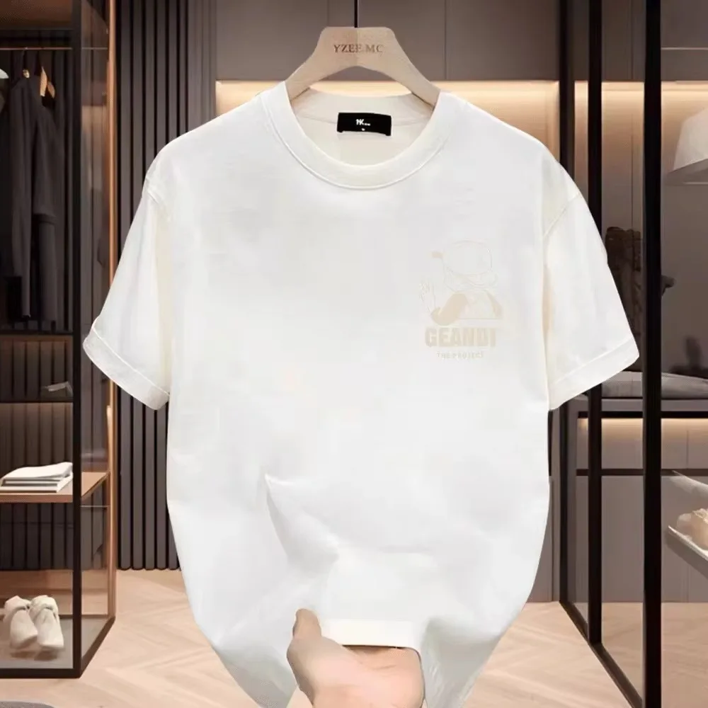 

Лето 2025: новая мужская футболка из чистого хлопка с круглым вырезом и короткими рукавами, простая легкая роскошная мужская футболка высокого класса