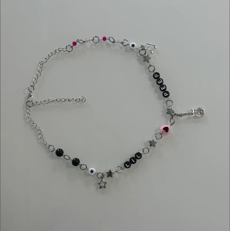 lil Tracy Lil peep beaded necklace Stars & Hearts Bracelet, Grunge, Y2k, Fairy necklace , Coquette, Fairycore, Beaded necklace