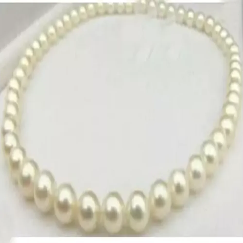 Gorgeous AAA10-11mm Natural Round Akoya White Pearl Necklace 14K Gold 16/36 inch