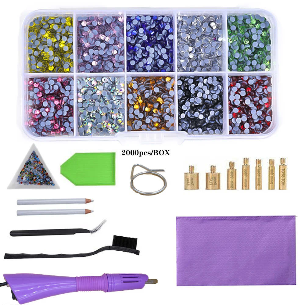 

Newest Box Setting Hot Fix Rhinestones EU or US PLUG Hotfix Applicator&7 Tips Crystal Glass Rhinestone Iron-on Wand Strass