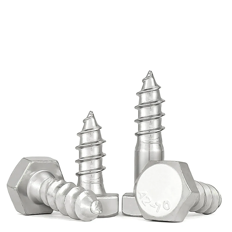 M6 A2-70 304 Stainless Steel External Hex Self Tapping Screws Extended Wood Screws Hardwood Thread Bolts For Woodworking