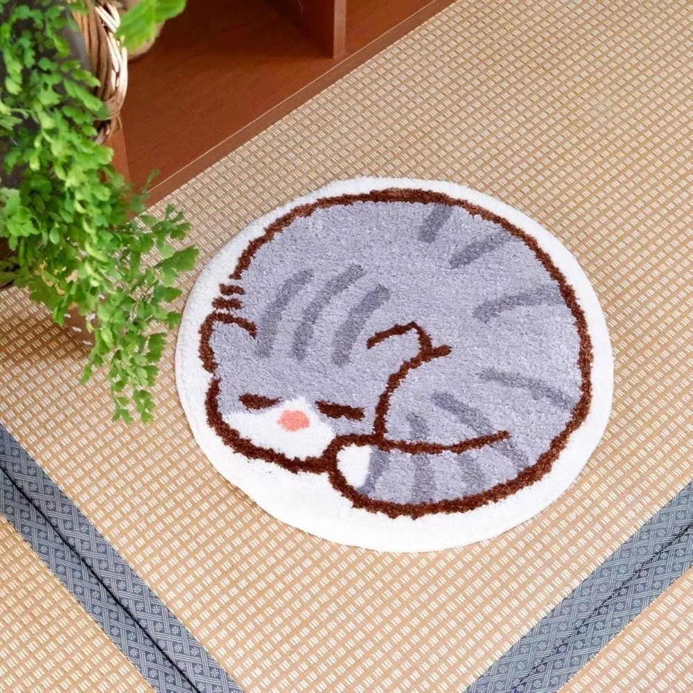 Imitation Cashmere Cat Shape Floor Mat Absorbent Soft Entryway Door Mat Cute Floor Barrier Animal Area Rug for Living Room