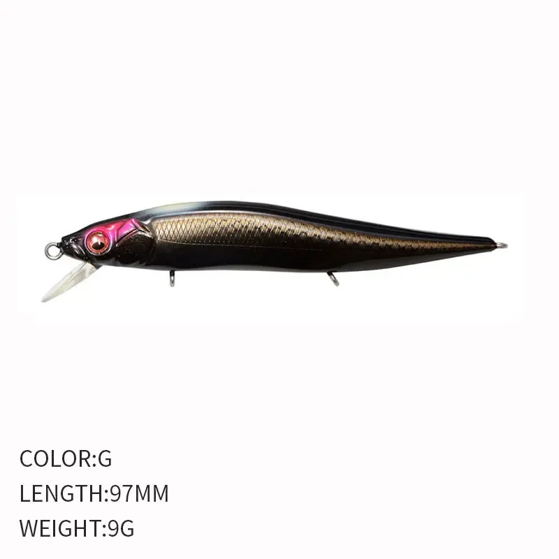 Mini schwimmende Minnow-Angelköder mit Lärmball, 97 mm, 9 g, Kurbelköder, Wobbler, Swimbait, künstliche harte Köder, Barsch, Meeresangeln