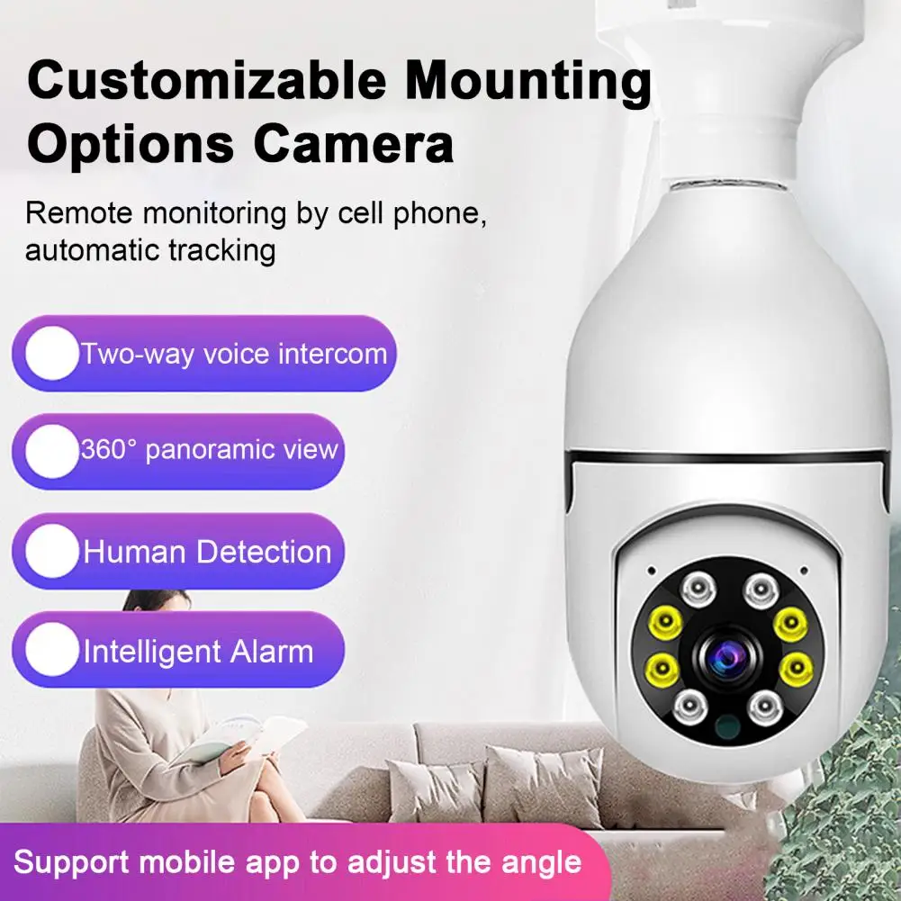 Wireless Bulb Camera 360 degree Surveillance Mobile Tracking Adjustable Angle Security Camera Security Baby Monitor