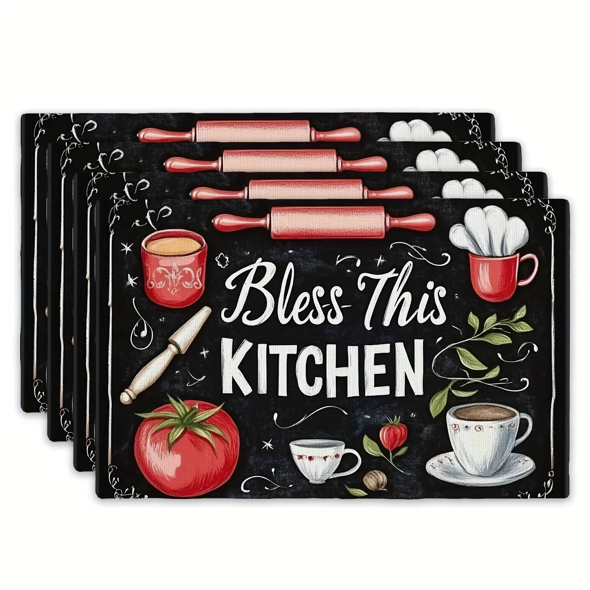 4pcs kitchen table placemats set, 12x18 inches - 