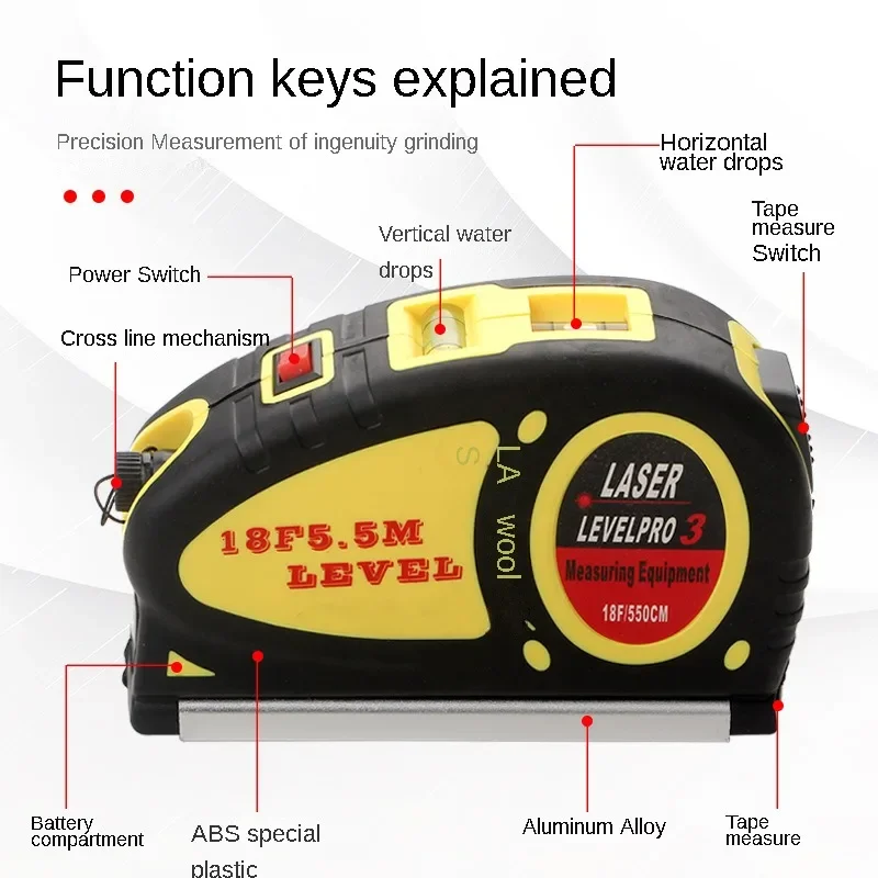 

2024 NEW Laser Rangefinder Multipurpose Horizon Vertical Measure Tape Aligner Bubbles Ruler Tape Measure Retractable