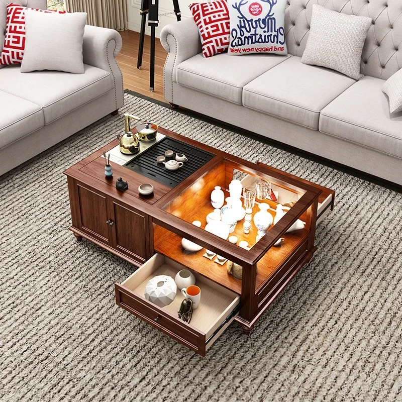 

1 Automatic Lifting Kung Fu Tea Table Living Room with Light Glass Display Tea Table Automatic Water Feeding Tea Table
