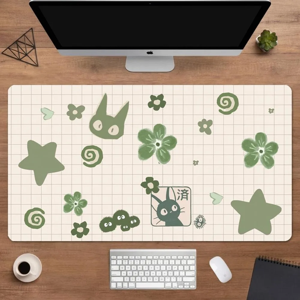Anime Mouse Pad, Kawaii Studio Ghibli Desk Mat,Green Aesthetic Collage Gaming Desk Mat, Cute Minimalist Cottagecore Decor