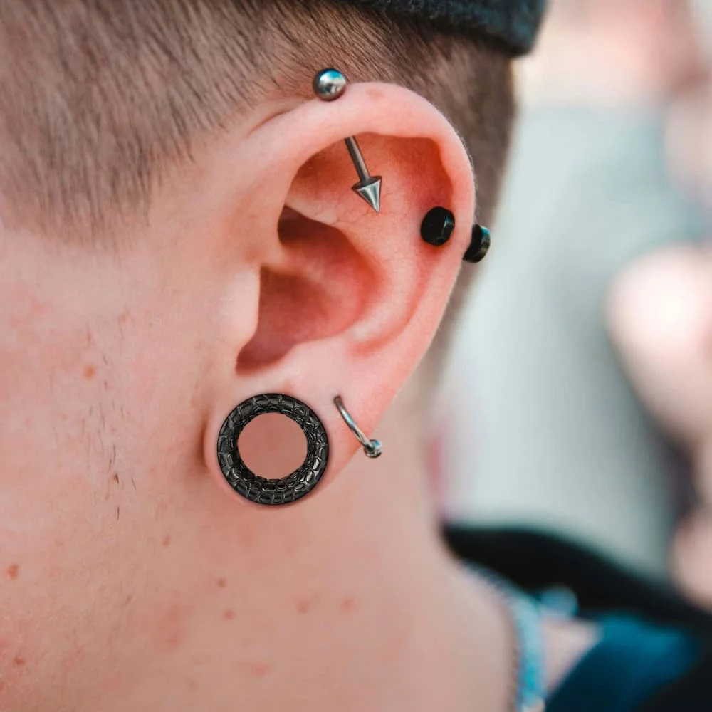 Casvort 2 قطعة 316 الفولاذ المقاوم للصدأ كول الكراك الأذن مقاييس الأنفاق المتوسع ثقب النساء الرجال مجوهرات للجسم أقراط #2