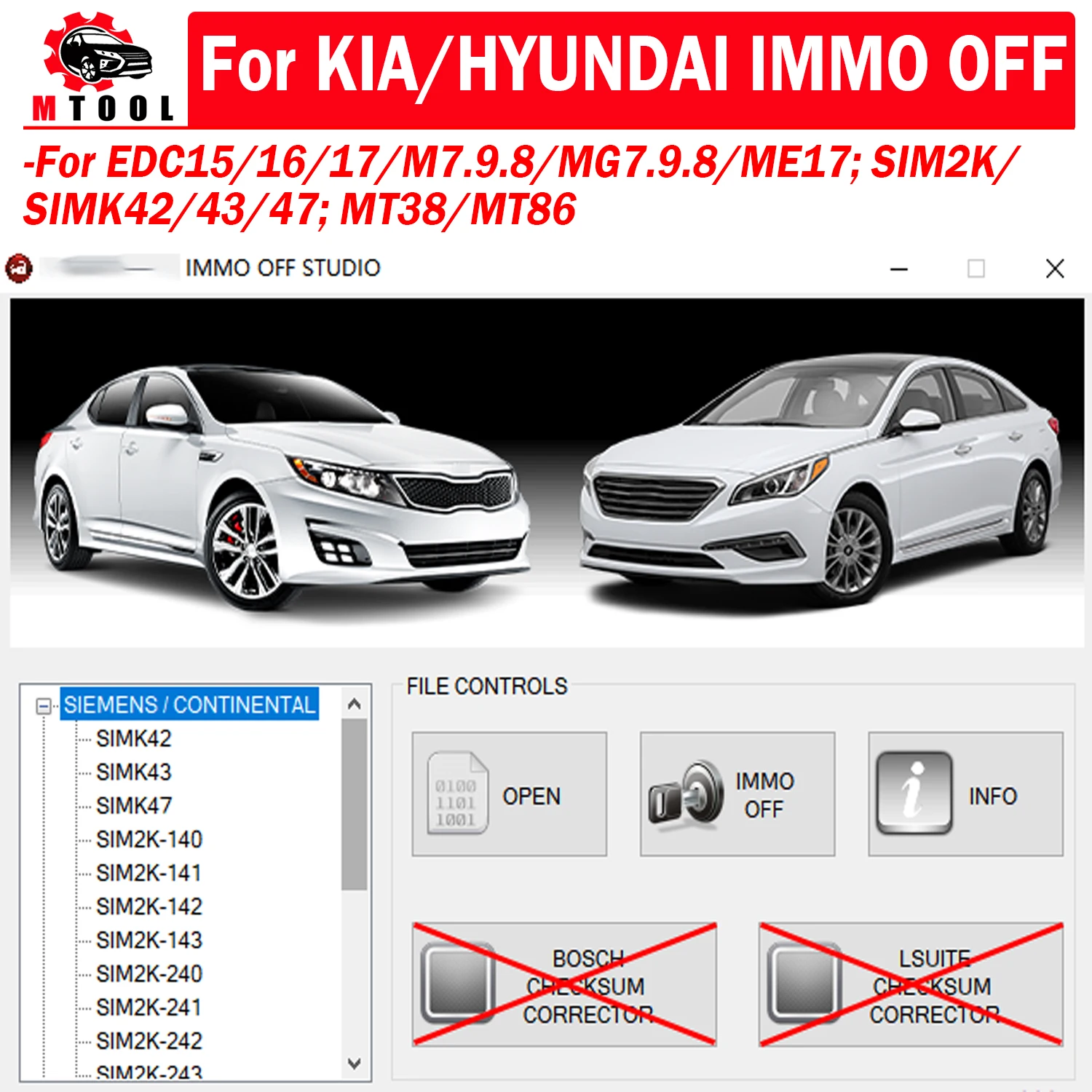 

IMMO OFF STUDIO For KIA for HYUNDAI ECU Chip Tuning Tool for SIMK42 43 47 SIM2K MT38 MT86 for Bosch EDC15 EDC16 EDC17 ME17 MEG17