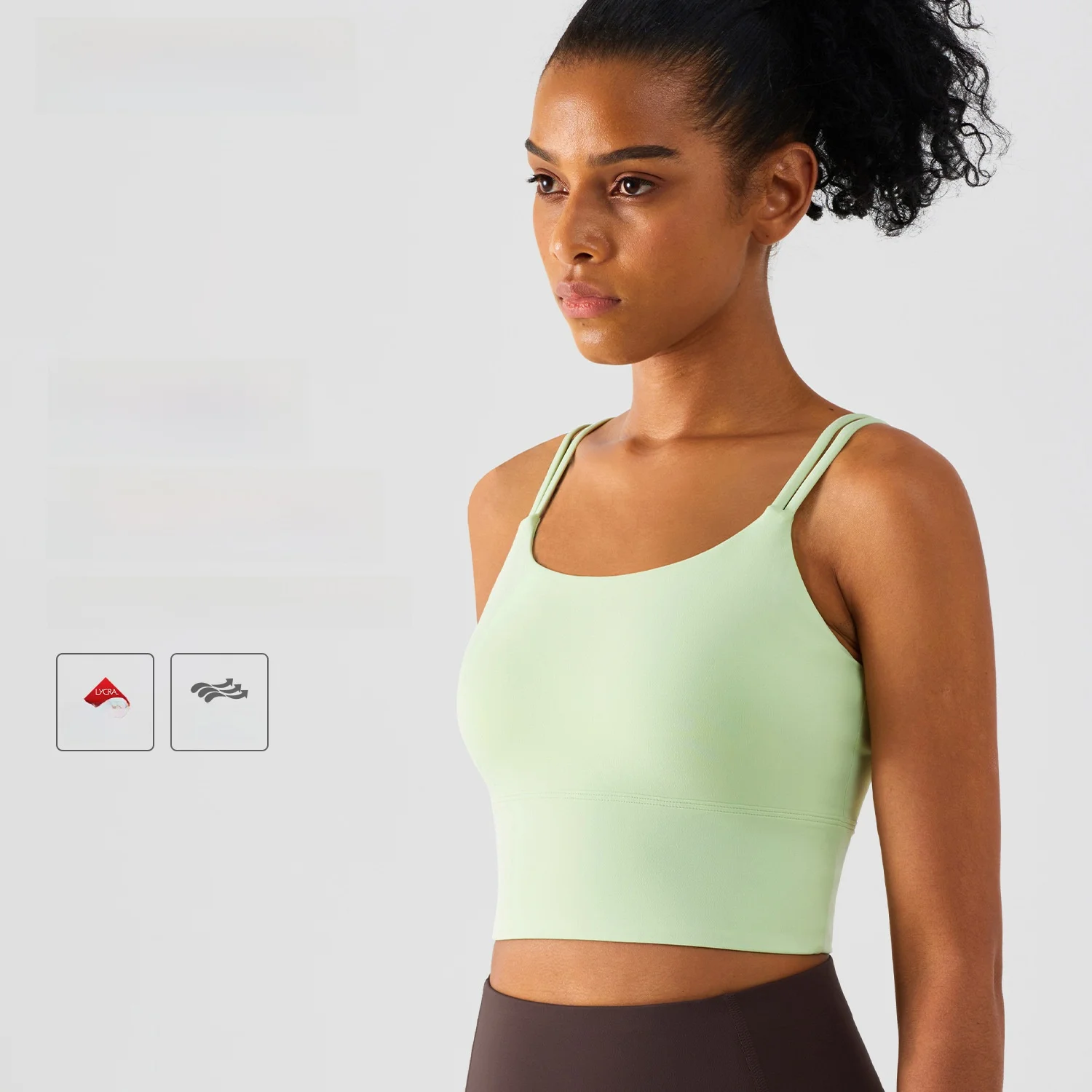 

Женский спортивный бюстгальтер для йоги с двойными бретелями в европейском и американском стиле, универсальный слинг с фиксированной чашкой, красивый жилет на спине