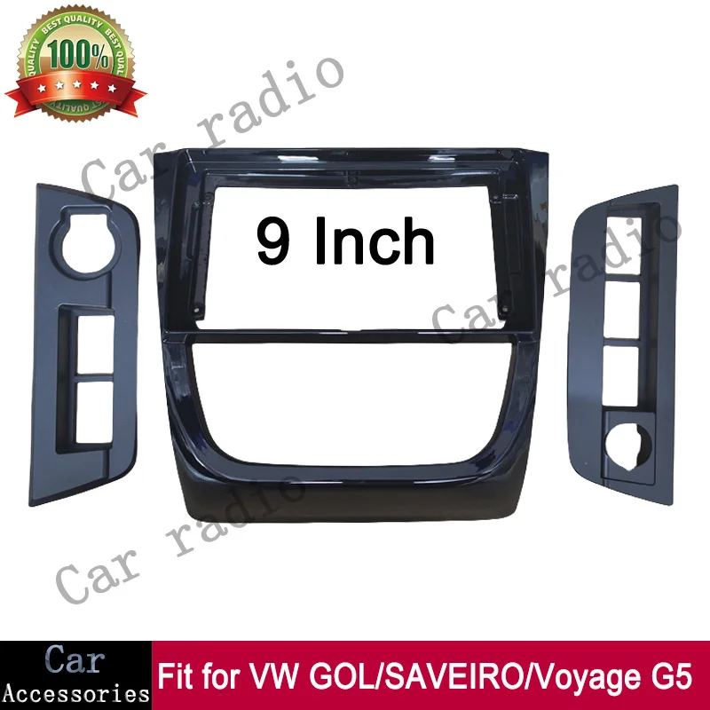 Para VW GOL/SAVEIRO/Voyage G5 9 pulgadas Radio de coche Android reproductor de marco estéreo 2Din unidad principal Fascia Panel tablero cubierta