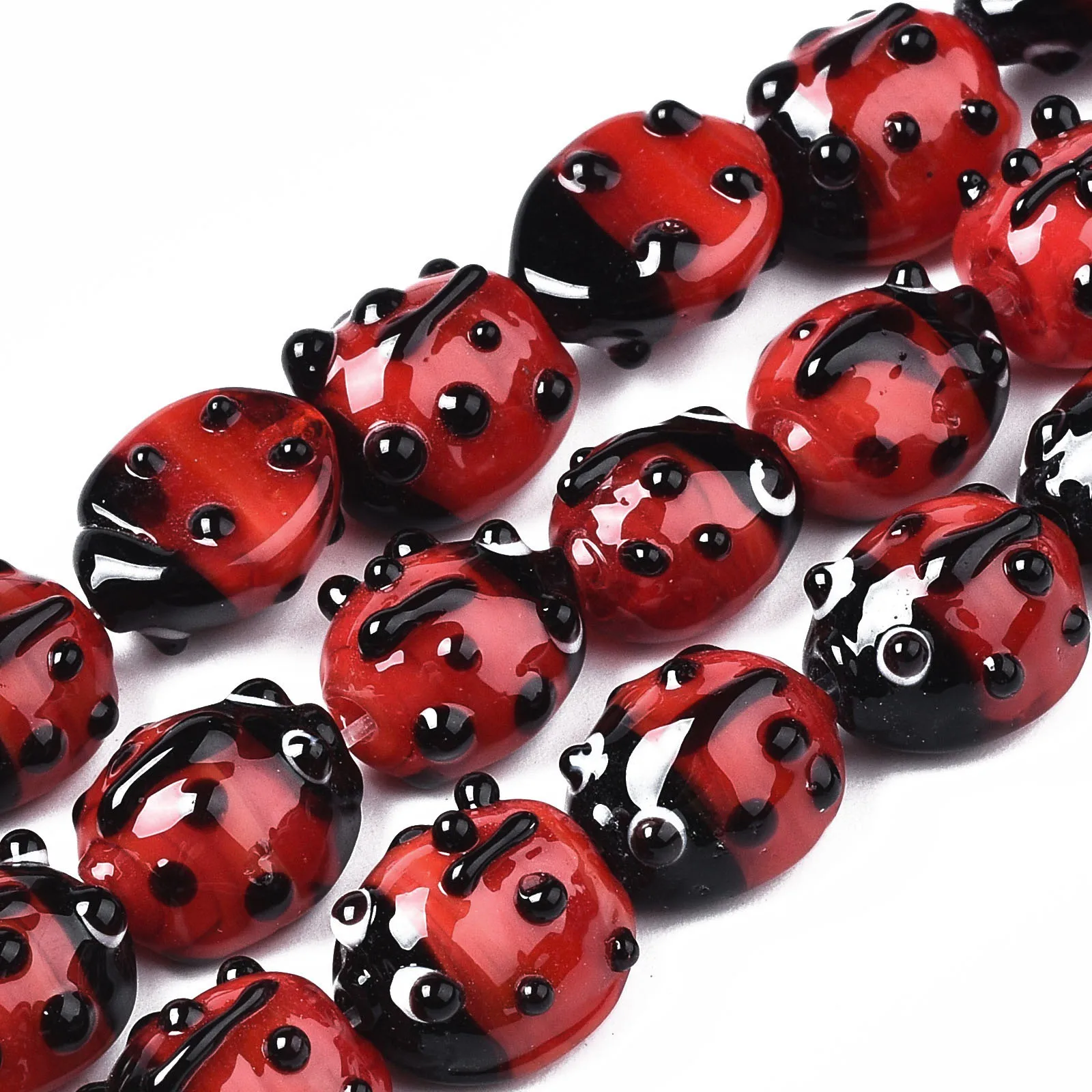 1 Strand Ladybug Lampwork Beads Strand Animal Handmade Loose Beads for Diy Necklace Bracelet Jewelry Making Accessories