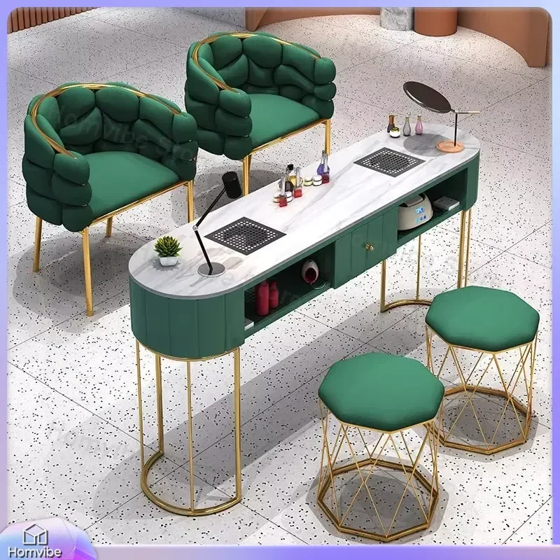 Nail Table for Salon Professional Nail Desk with Storage Shelves Adjustable Height Makeup Table Nail Station Workbench with