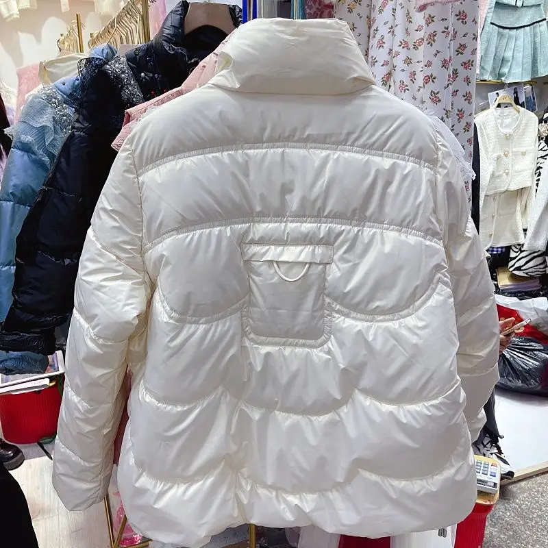 Piumino invernale da donna nuovo stile coreano moda dolce piumino da donna fata elegante perline scialle colletto per bambola cappotti di cotone caldi