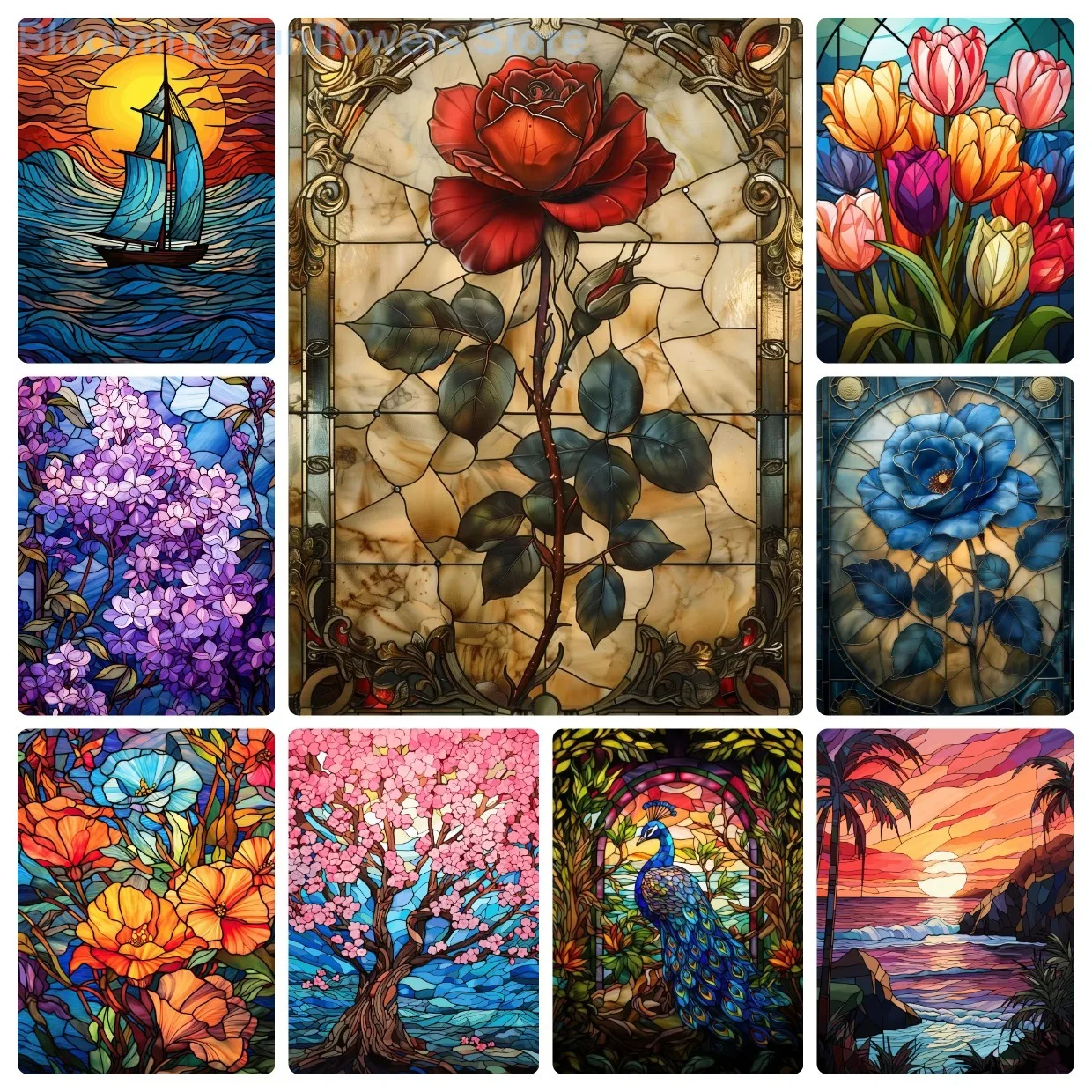 Jigsaw Puzzle 1000 Pieces Stained Glass Style Painting Paper Puzzle for Adults,  Relaxing Game, Christmas & Birthday Gift