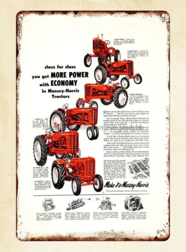 1953 Massey-Harris Tractor Colt Machinery Farm metal tin sign