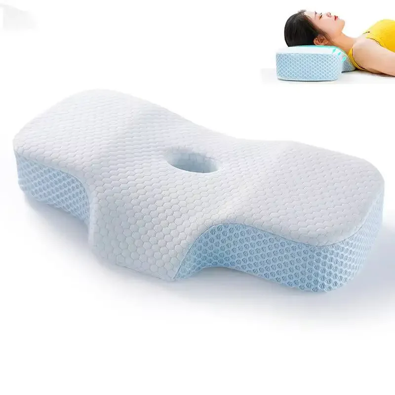 Ergonomic Orthopedic Memory Foam Neck Support Pillow Comfortable Removable Cover Customized Sleeping Travel Positioner