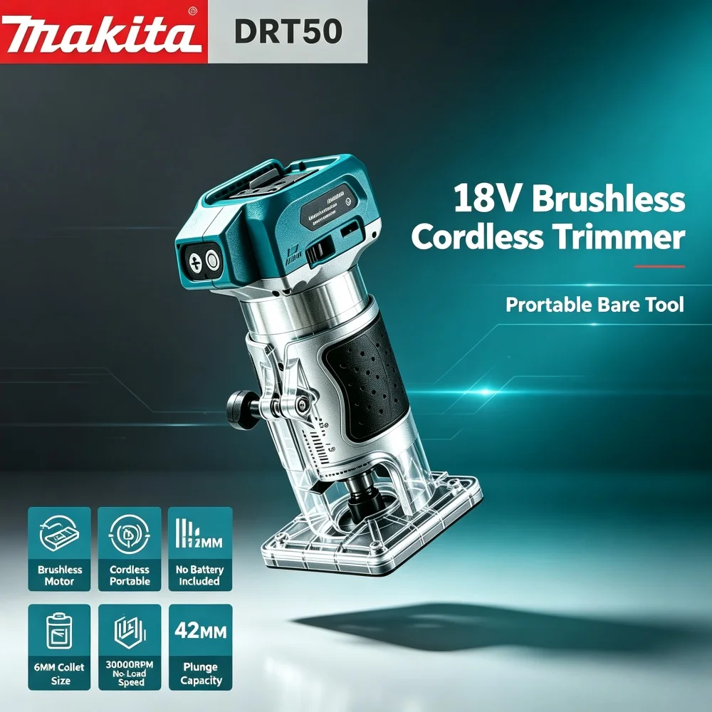 Makita Lithium Battery For  DRT50 18V Brushless Cordless Trimmer Portable Bare Tool Wood Edge Trimming Slotting and Milling Work