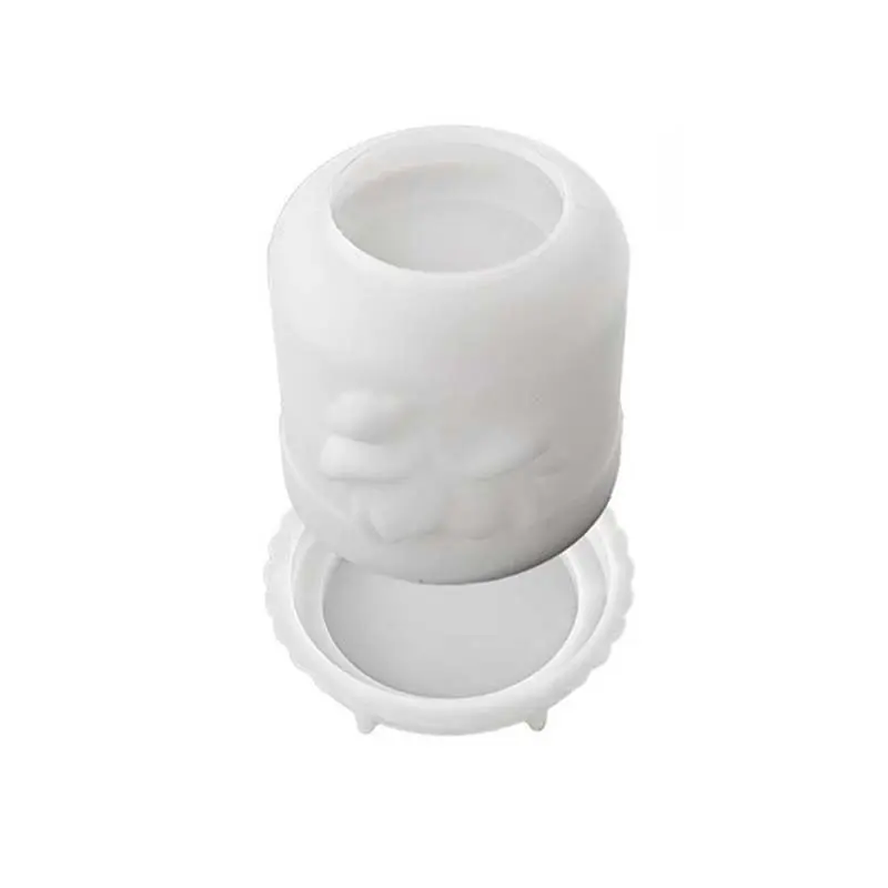 ABMR-Epoxy Resin DIY Plaster 3D Relief Rose Candle Jar Silicone Mold Set Magnolia Lily Flower Storage Box Molds