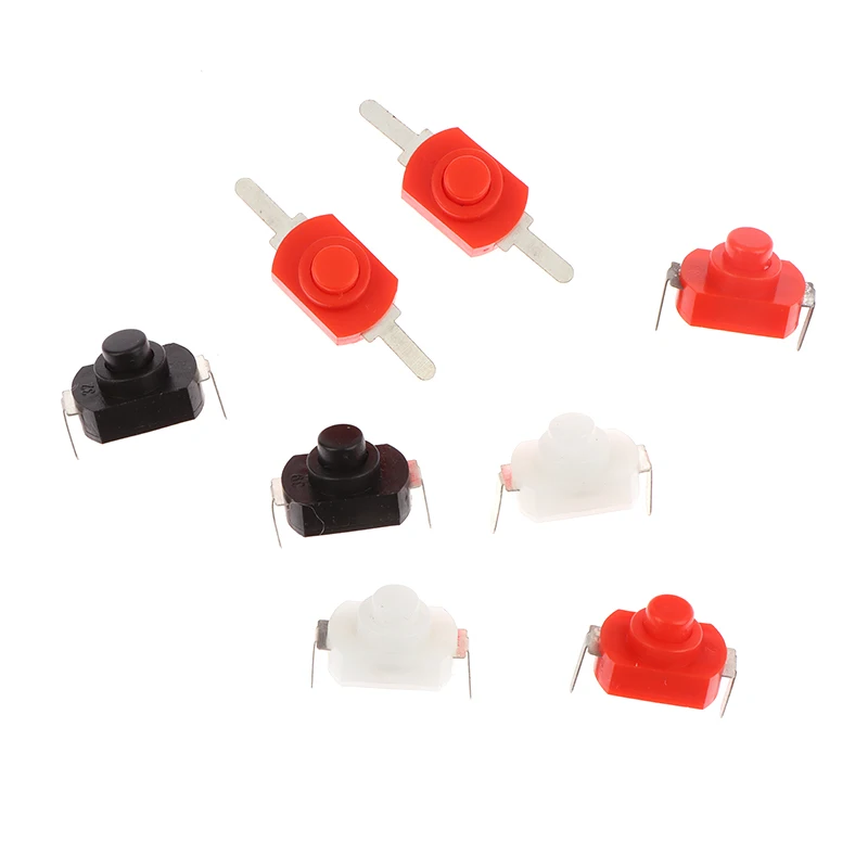 10pcs DC 1A 250V Black On Off Mini Push Button Switch for Electric Torch Black White Red