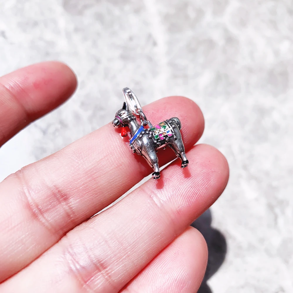 Alpaca Llama Charms Pendant Real 925 Sterling Silver Fashion Cute Gift Europe Jewelry Making DIY For Women & Men