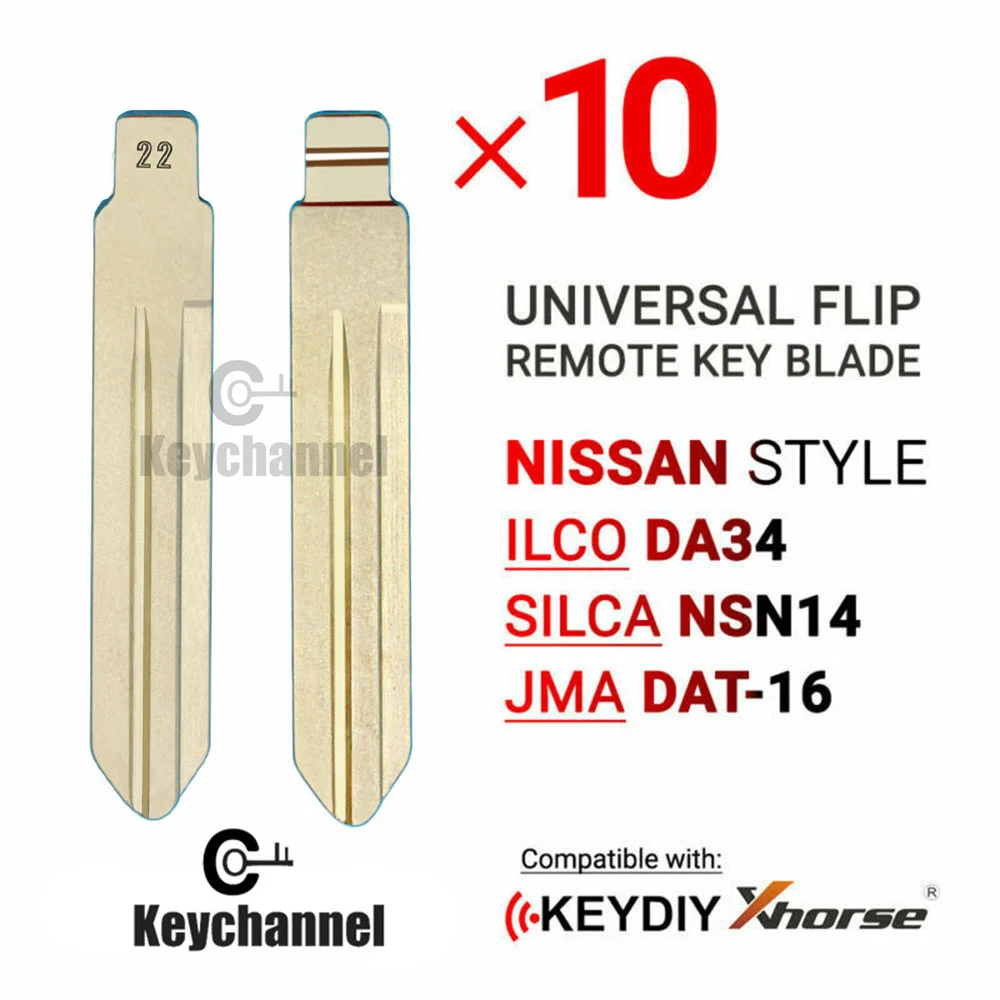 

10pcs Car Flip Key Blade NSN14 KD Key Blank 22# for Nissan Sunny Samsung SM3 Almera Primera X-tail Z350 for KEYDIY Xhorse Remote