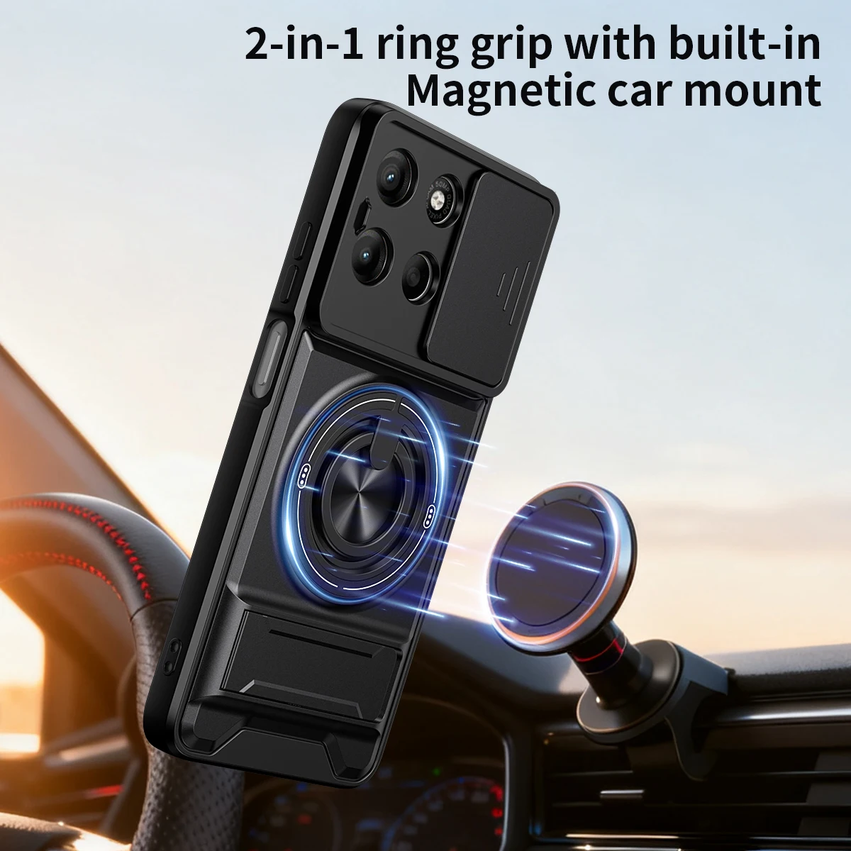 Für Motorola G15 Hülle Moto G17 Cover Moto G15 Power G17Power Magsafe Magnetische Klapphalterung Militärische Panzerung Kameraschutzabdeckung – Detail 1