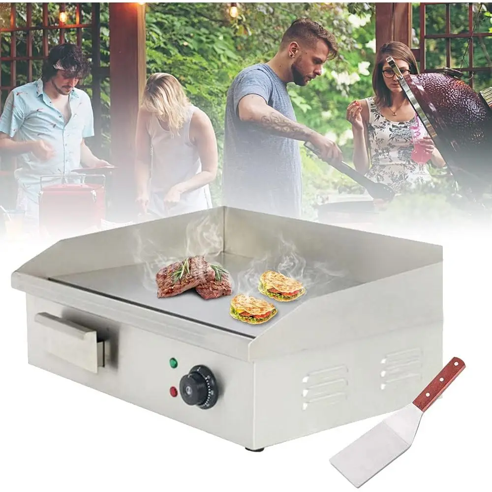 

22 Inch Stainless Steel Countertop Electric Griddle - Commercial Grade BBQ Grill Plate