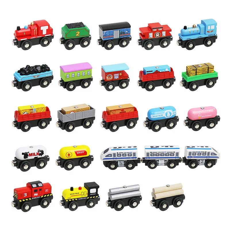 

Small Wooden Scene Car Toys Magnetic Train Toy Truck Fit All Kinds Wooden Railway Train Track Children Gifts Assemble Toys