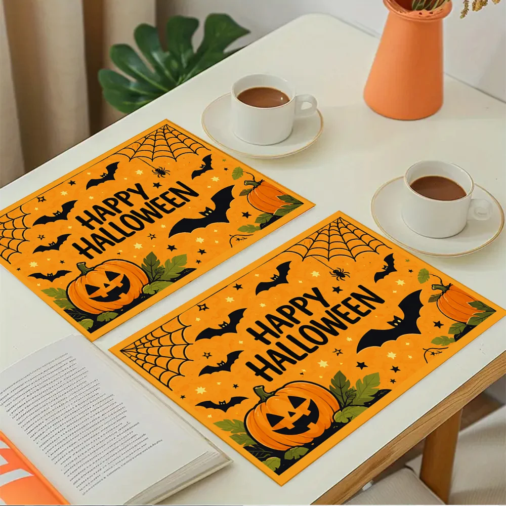 1 pc Halloween Square Placemats Pumpkins, Bats Table Mats Designed with Elegance And Style. Non-Slip, Easy to Clean - view 4