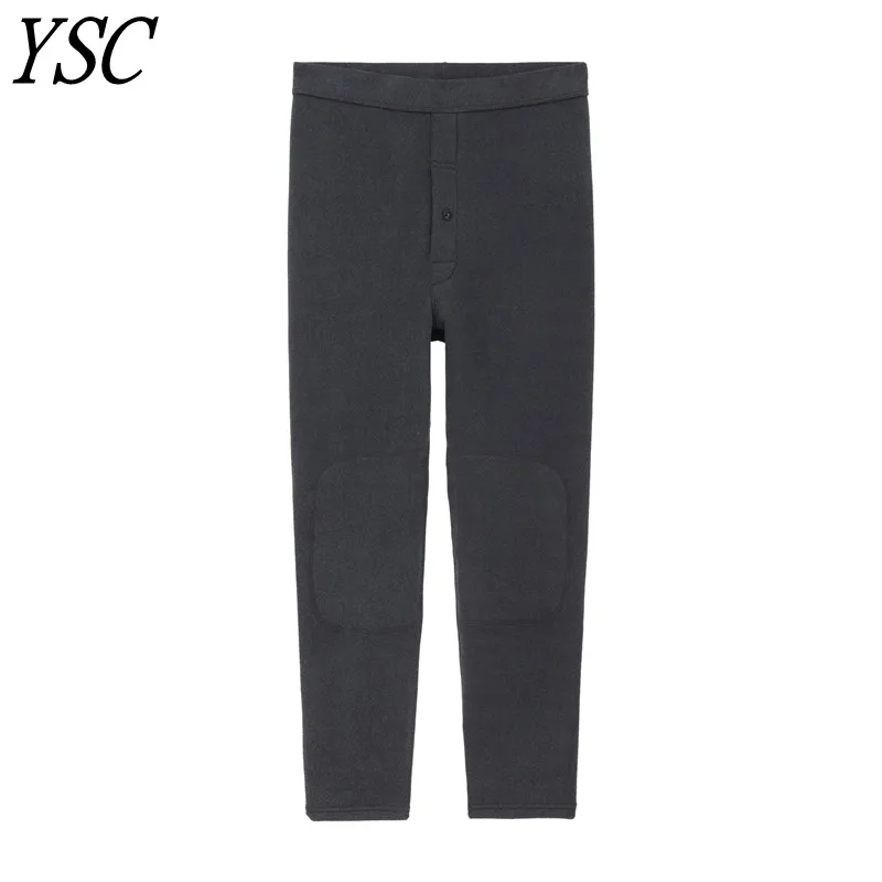 YSC 2023 New style Men 's Knitted Cashmere Wool Blending Pants Thickened double layer High elastic warmth Knee pads and leggings