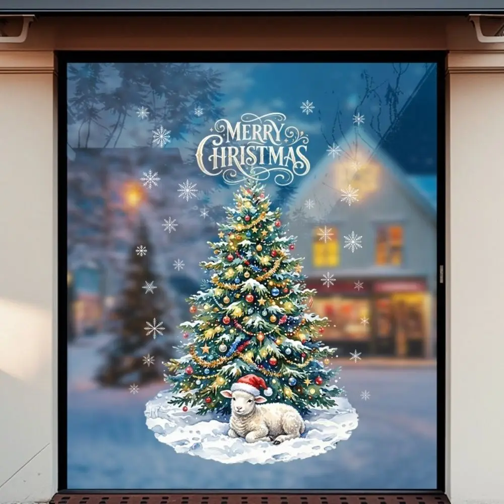 PVC Christmas Window Stickers Electrostatic Whole Sheet Xmas Wall Sticker Reusable Christmas Window Decals Glass Doors