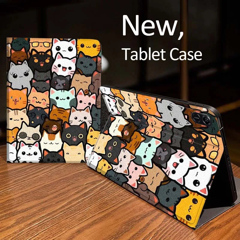 Cartoon Cat Flower For Honor Pad Tab Magic GT GT2 6 X8 V7 V8 X9 8 9 13 X8a X9a Pro 10 12.1 12.5 Inch Tablet Case
