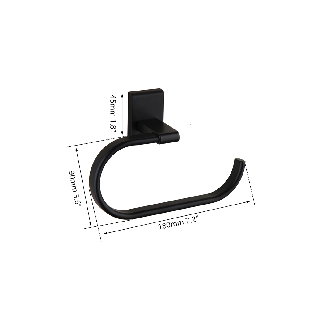 Torayvino Matte Black Hand Towel Ring Self Bathroom Towel Hand Towel Holder Bar Stick on Wall Stainless Steel