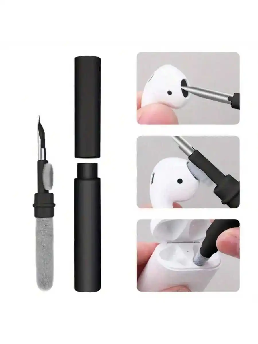 

1pc Earphone Cleaning Pen, Compatible With Air Pods, Air Pods Pro 12, Portable 3-In-1 Wireless Earphone Case Cleaning Tool Set W