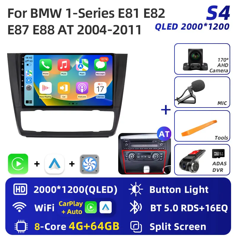 Jundof Android 16 Autoradio Voor BMW 1 Serie E81 E82 E87 E88 OP 2004-2012 GPS Navigatie DSP Carplay IPS Multimedia Serero Auto