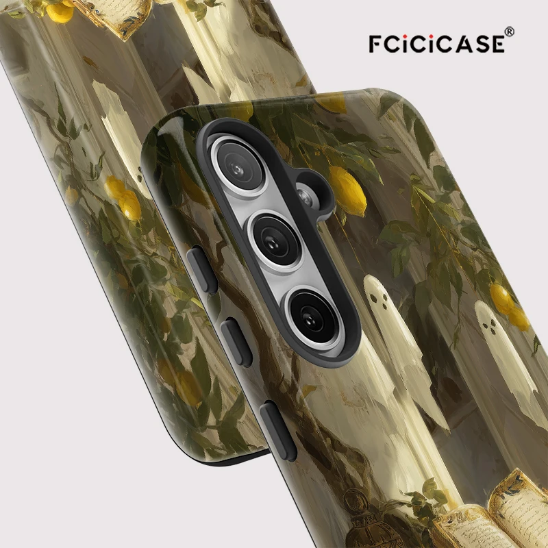 Fcicicase-funda de teléfono con diseño de libro fantasma para Samsung Galaxy A36 5G A56 A16 A26, funda de silicona mate acrílica a prueba de golpes