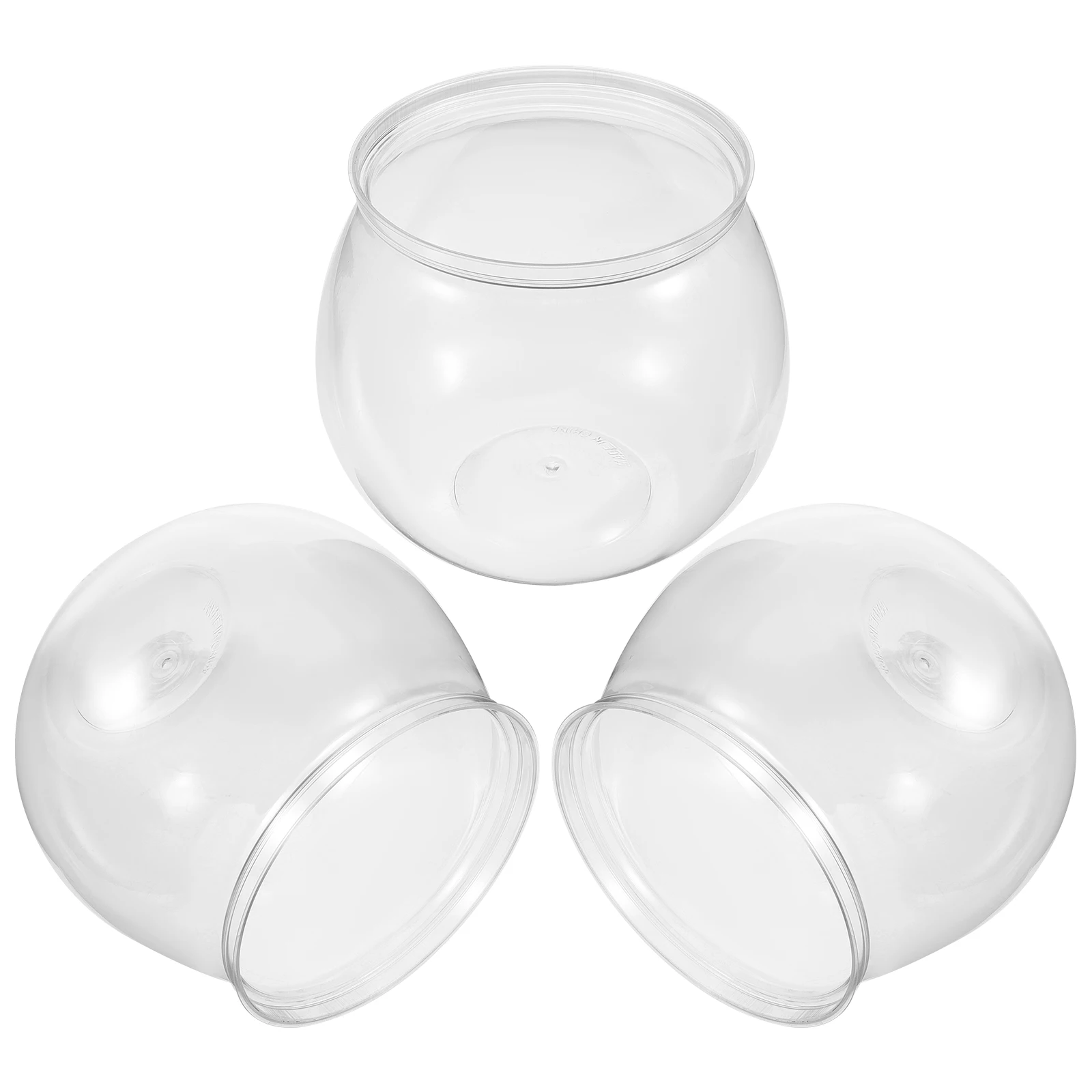 

3Pcs Desktop Fish Tank Clear Plastic Aquarium Bowl for Goldfish Compact Space-Saving Fish Tank for Home Office Decoration